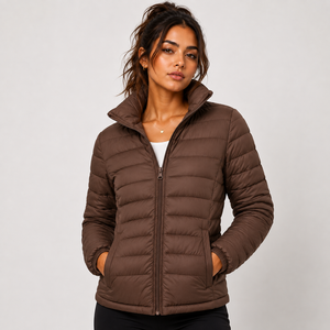 Veste matelassée légère et respirante jaune pour femme, manches longues, col montant, fermeture éclair, vêtement d'extérieur d'hiver - Product Image 6