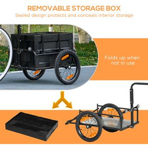 Remolque de Carga y Utilidad para Bicicleta con Caja de Almacenamiento Extraíble y Base Galvanizada - Product Image 4