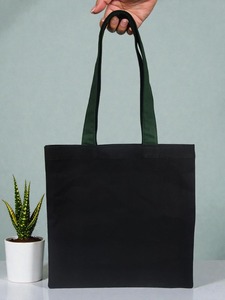 Sac fourre-tout en toile de coton noir, réutilisable pour les courses - Product Image 3