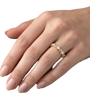 แหวนทอง14K ที่ทำด้วยมือแหวนครบรอบซ้อนกันได้แบบเรียบง่ายทำจากเพชรที่สร้างขึ้นในห้องปฏิบัติการทรงกลม - Product Image 5