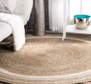 Natural Jute and Cotton Ecofriendly Carpet Round, Jute Round Area <b>Rug</b>, Nhat Minh Wholesale, Handmade In Vietnam - Product Image 5