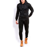 Survêtement de sport à manches longues décontracté de haute qualité pour hommes, couleur unie 100% coton, deux pièces, costume d'hiver grande taille
