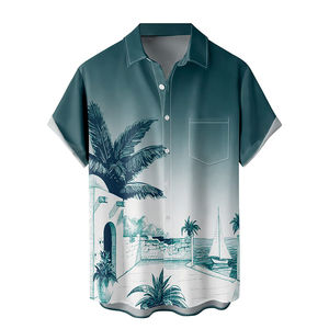 Conjunto de Camisa y Pantalones Cortos de Playa para Hombre, Talla Grande, con Logotipo Personalizado, Estampado Floral a Cuadros, Secado Rápido y Transpirable, Venta al Por Mayor - Product Image 1