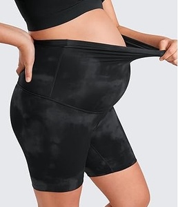 Leggings taille haute noirs, coupe slim, style cycliste, pour la maternité, avec taille élastique couvrant le ventre, pour femmes enceintes - Product Image 4