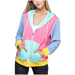 Fashion Women Loose Casual Streetwear Hoodie Long Sleeve Patchwork Zipper Pocket Hooded Sweatshirt Chaqueta Mujer - Product Image 4
