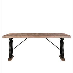 Michigan French Iron Dining <b>Table</b>, Handmade Metal Black Dining <b>Table</b> With Mango Wood Rectangular Top Dining <b>Table</b>, <b>Space</b> <b>Save</b> - Product Image 3