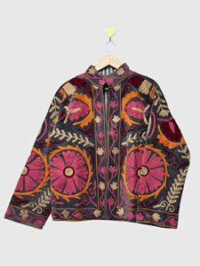 Veste en velours brodée de fleurs, col mandarin, manches longues, style Prairie Chic, vêtements d'automne pour femmes, grande taille - Product Image 4