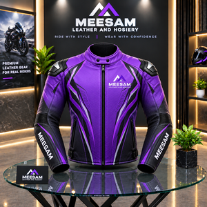 เสื้อแจ็คเก็ตหนังสำหรับขี่มอเตอร์ไซค์ผู้ชาย สีไล่เฉดฟ้าเหลือง ระบายอากาศได้ดี พร้อมอุปกรณ์ป้องกันสำหรับการแข่งขัน ทำจากหนังวัวแท้ พิมพ์ลายดิจิตอลแบบไล่สี - Product Image 6