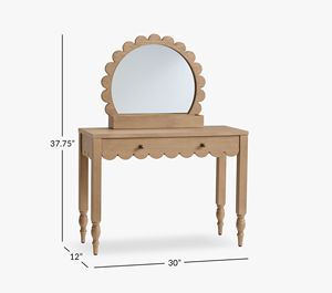 Handmade Kids Wooden Vanity <b>Table</b> with Elegant Scalloped Edge, High Quality Vietnam Furniture for Wholesale - Product Image 6