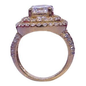 Gemvanity SR1463 14K Gold Plated Tibetan Buddhist Luxury Classic Channel Setting Brilliant Cut Moissanite Silver Gemstone <b>Ring</b> - Product Image 3