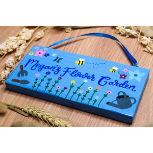 Panneau de jardin rustique en bois, peinture florale artisanale, plaque décorative murale extérieure, panneau suspendu, cadeau fête des mères, panneau en bois - Product Image 2