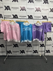 Conjunto de Sudadera Oversize de Cuello Redondo 460Gsm para Mujer y Niños, con Letras Bordadas, 100% Algodón Felpa, Sudadera de Cuello Simulado - Product Image 2