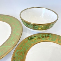 Ensemble de vaisselle en céramique plaqué or exquis et très vendu, assiettes en porcelaine, accepte la personnalisation du design, logo, emballage