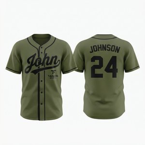 Camiseta de Béisbol para Hombre, Calidad Premium, Malla de Poliéster 240gsm, Verde Oliva, Cordón Ajustable, Logotipo Personalizado, Ropa Deportiva de Equipo, Tallas Grandes - Product Image 1