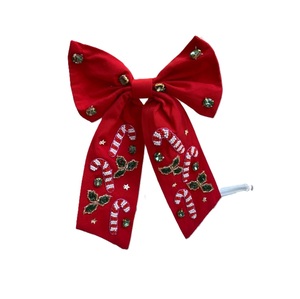 Nœud à cheveux perlé fait main de qualité supérieure avec broderie florale, pince à cheveux élégante en perles de rocaille pour le quotidien et les soirées. - Product Image 2