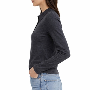 Pull en tricot pour femme, manches longues, col boutonné, coupe ajustée, doux, décontracté, 100% laine, design personnalisé, vente en gros de vêtements - Product Image 3