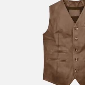 Gilet en cuir décontracté pour homme, tendance, style rétro, sans manches, respirant, à la mode, pour motard, coupe ajustée, automne - Product Image 3