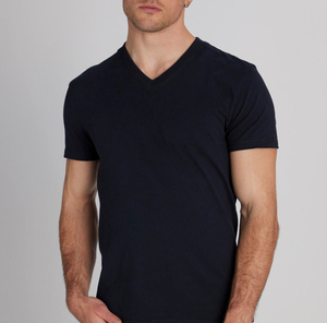 T-shirts col V pour hommes à prix avantageux, manches courtes, en coton, personnalisables, respirants, service OEM ODM. - Product Image 2