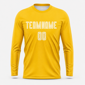 Camiseta de Fútbol Amarilla de Manga Larga para Hombre, Nombre del Equipo 00, Cuello Redondo Sublimado, Ropa Deportiva de Poliéster que Absorbe la Humedad, Ligera - Product Image 5