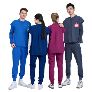 Vêtements médicaux d'hôpital très demandés : Ensembles de blouses médicales tendance en rayonne/PE/spandex pour femmes, infirmières, pantalon large, uniforme FMF, directement de l'usine. - Product Image 1