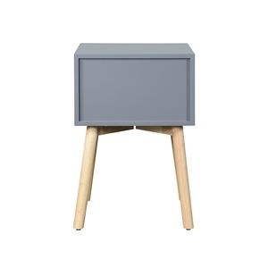 Comodino Moderno Stile Mid-Century con 2 Cassetti e Gambe in Legno di Gomma Grigio per Camera da Letto e Soggiorno - Product Image 6