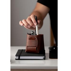 Business Desktop Stationery Storage <b>Box</b> Leather Round Pen Holder Promotional & Business Gifts - Product Image 1