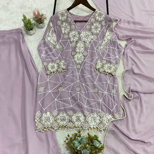 ชุดสูทปาร์ตี้ผู้หญิงปักลาย Georgette Sequence แบบ Plazzo - แห้งเร็วและไม่ยับง่าย - Product Image 1