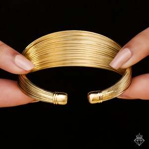 PRAO Bracelet jonc en couches d'or audacieux Bracelets fins anti-ternissement - Product Image 1