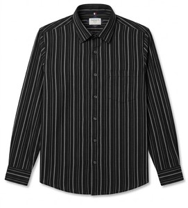 Chemise décontractée d'été pour homme Enovate, à double boutonnage, manches longues, rayée, respirante, en coton tissé - Product Image 1