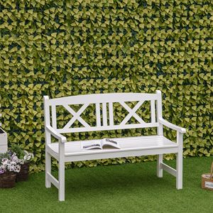 Panca da Giardino in Legno a 2 Posti da 120 cm, con Schienale a X Unico, Divanetto da Esterno per Patio, Giardino, Prato, Veranda, Ideale per Centri Commerciali e Parchi, Bianca - Product Image 2