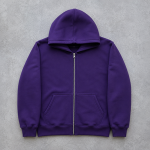 Sweat-shirt à capuche décontracté en molleton de coton avec fermeture éclair sur le devant pour homme - Product Image 3