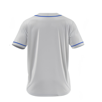 Camiseta de Béisbol Blanca, Sólida, con Botones, Malla, Manga Corta, Ribete a Rayas, Personalizada, Impresa, Transpirable, 100% Poliéster