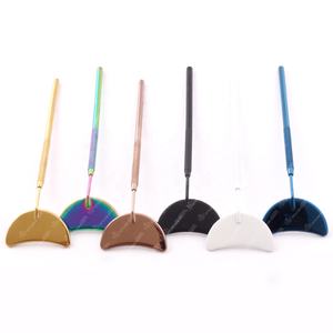 Miroir d'inspection professionnel d'extensions de cils en acier inoxydable en forme de demi-lune avec pointe pointue de logo personnalisé - Product Image 5