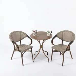 Bespoke Bistro Furniture Set <b>Garden</b> Sets with Wicker Chairs and Round <b>Table</b> for Stylish Outdoor Patio Dining Spaces Decks - Product Image 3