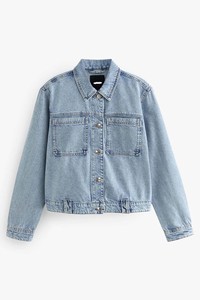 Patch poche Denim veste col rabattu lâche Denim printemps automne simple boutonnage vêtements d'extérieur pour femmes décontracté Jean femmes vestes - Product Image 6