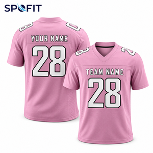 เสื้อฟุตบอลอเมริกันชายสีตามสั่ง คอวี แขนสั้น พิมพ์ลายแบบซับลิเมชั่น ระบายเหงื่อ แห้งเร็ว ผ้าตาข่ายระบายอากาศ - Product Image 1