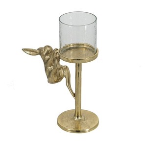Support de bougie figuratif en forme de cerf doré avec support en verre transparent pour la décoration de la maison - Product Image 6