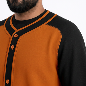 Ensemble uniforme de baseball pour hommes, orange et noir, maillot à manches courtes et pantalon, respirant, antibactérien, col en V, coupe classique, toutes saisons - Product Image 6