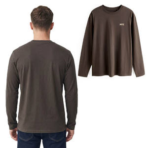 T-shirt en coton à manches longues pour homme, col rond, personnalisable avec logo, style streetwear décontracté, marque privée, vente en gros - Product Image 1