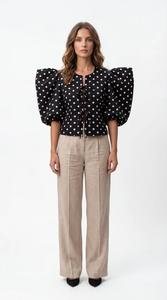 Elegante Blusa Negra con Puntos para Mujer, Blusa Casual de Manga Larga, Ropa de Trabajo Moderna de Verano, Camisa de Oficina, Proveedor al por Mayor - Product Image 5