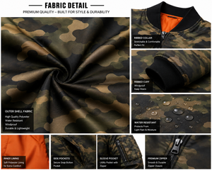 Custom Woodland Camo Bomber <b>Jacket</b> for Men & Women Reversible <b>Zip</b> <b>Up</b> Flight <b>Jacket</b> Windproof Winter Hunting Outdoor <b>Jacket</b> OEM - Product Image 5