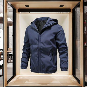 Chaquetas Deportivas Casuales para Hombre al por Mayor, con Cierre, Revestidas, de Poliéster, Resistentes al Viento, con Cuello Alto y Capucha, de Color Sólido, para Primavera y Otoño - Product Image 2