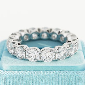 Bague Éternité en Or 14k/18k avec Diamant Rond de 5 Carats Cultivé en Laboratoire et Griffes Partagées – Bijou de Fiançailles et de Mariage - Product Image 6