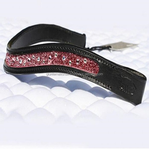 Fascia per sopracciglia in pelle a canale vuoto per cavallo a forma di onda lucentezza di cristallo con intarsio fascia per sopracciglia personalizzata rosa <span class=keywords><strong>vintage</strong></span> nera - Product Image 4