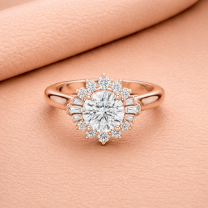 Anillo de Compromiso de Lujo con Diamante Cultivado en Laboratorio, Diseño Floral en Oro Amarillo, Blanco y Rosa, Certificado IGI, para Mujer - Product Image 3