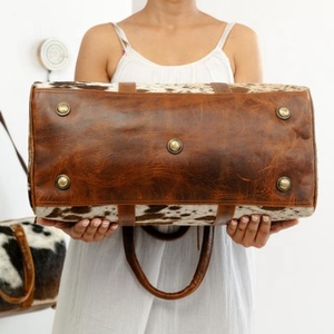 กระเป๋าเดินทางหนังวัววินเทจสำหรับผู้ชายและผู้หญิง - Product Image 4