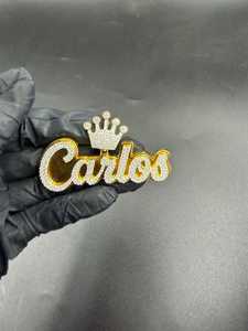 Colgante Personalizado con Nombre y Corona, Chapado en Oro con Incrustaciones de Moissanita, para Joyería Fina de Plata de Ley 925, Colgantes y Dijes - Product Image 2