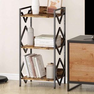 Piccola libreria in metallo a 3 livelli rustica da libreria da tavolo Organizer per ufficio soggiorno camera da letto-per un piccolo spazio - Product Image 1