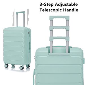 3-In-1 Lightweight Aluminum Trolley <b>Box</b> <b>Set</b> 20 24 28 Inch Modern Luxury Mint Green - Product Image 6