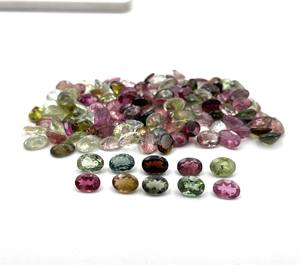 Lot de pierres précieuses naturelles multi-tourmalines, taille ovale, 5*7 mm, 6 carats, pour la création de bijoux - Product Image 1